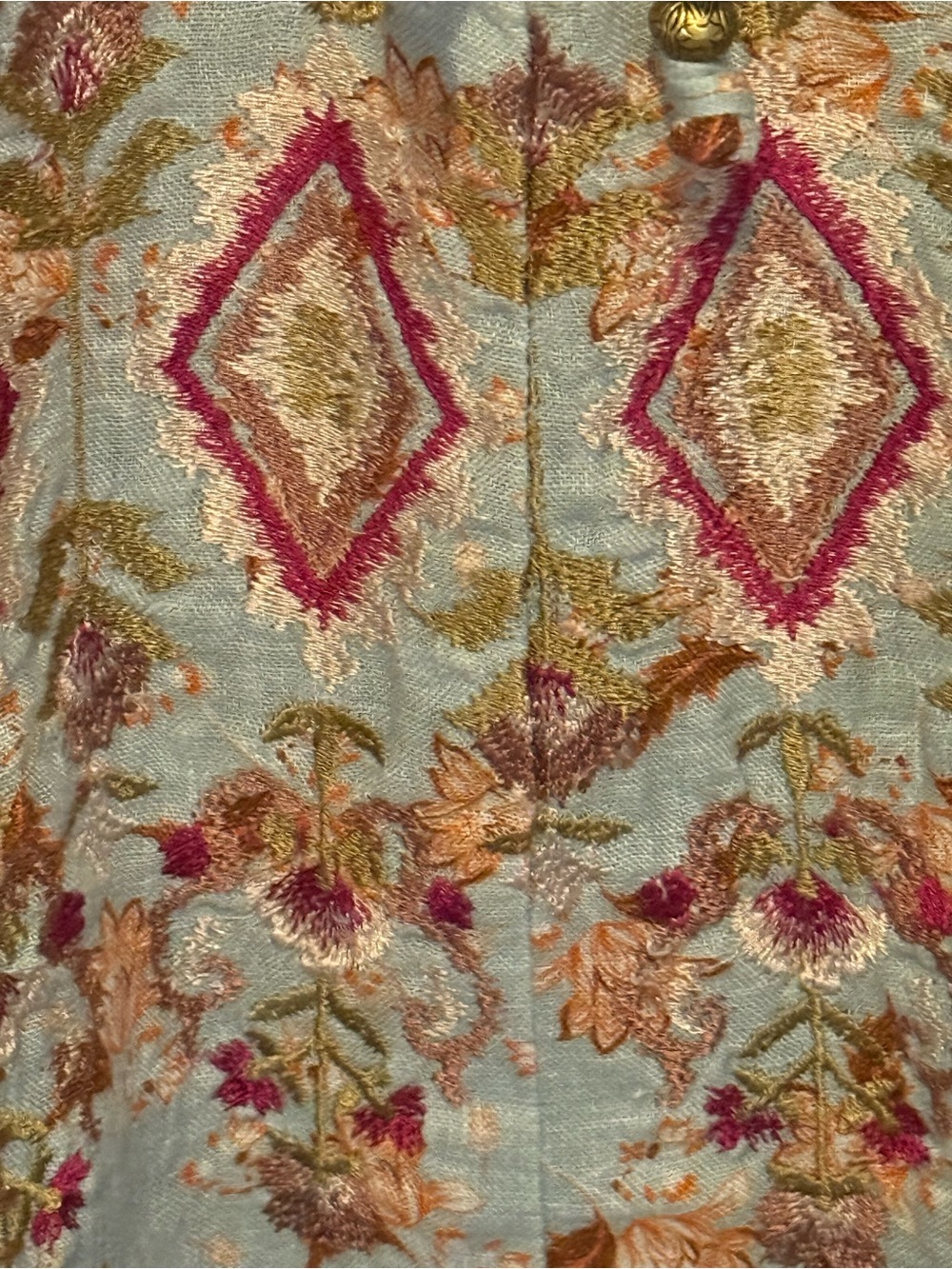 🍂 Sundance Women’s Linen Light Blue Floral Embroidered Peasant Blouse - Size M - Picture 4 of 13